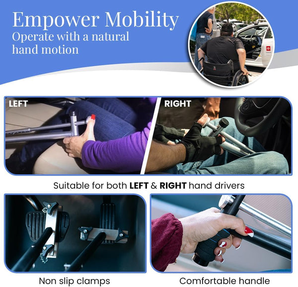 QuicStick Portable Car Hand Controls for Disabled Drivers, Handicap Driver Hand Control, Hand Controlled Car, Portable Hand Controls for Vehicles for Temporary or Permanent Disability