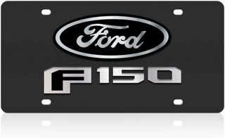 Eurosport Daytona- Compatible with 2015-2020, Ford F-150, Black Carbon Steel License Plate