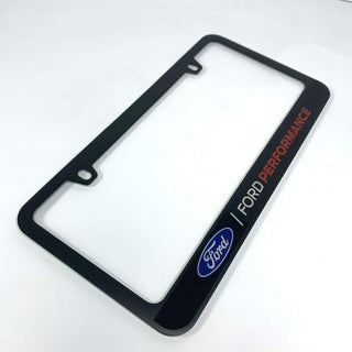 Eurosport Daytona Black License Plate Frame- Ford Performance L/W UV Direct on Black Acrylic