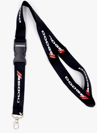 Au-TOMOTIVE GOLD, INC. Official Licensed Compatible with Dodge Stripe on Black Universal Lanyard Key Chain