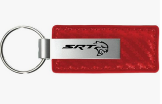 Dodge Au-Tomotive Gold SRT Hell Cat Red Carbon Fiber Leather Key Chain