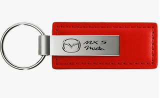 Au-TOMOTIVE GOLD, INC. Officially Licensed Red Leather Key Chain for Mazda Miata MX-5