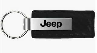 Au-TOMOTIVE GOLD, INC Jeep Cherokee Black Carbon Fiber Texture Leather Key Chain